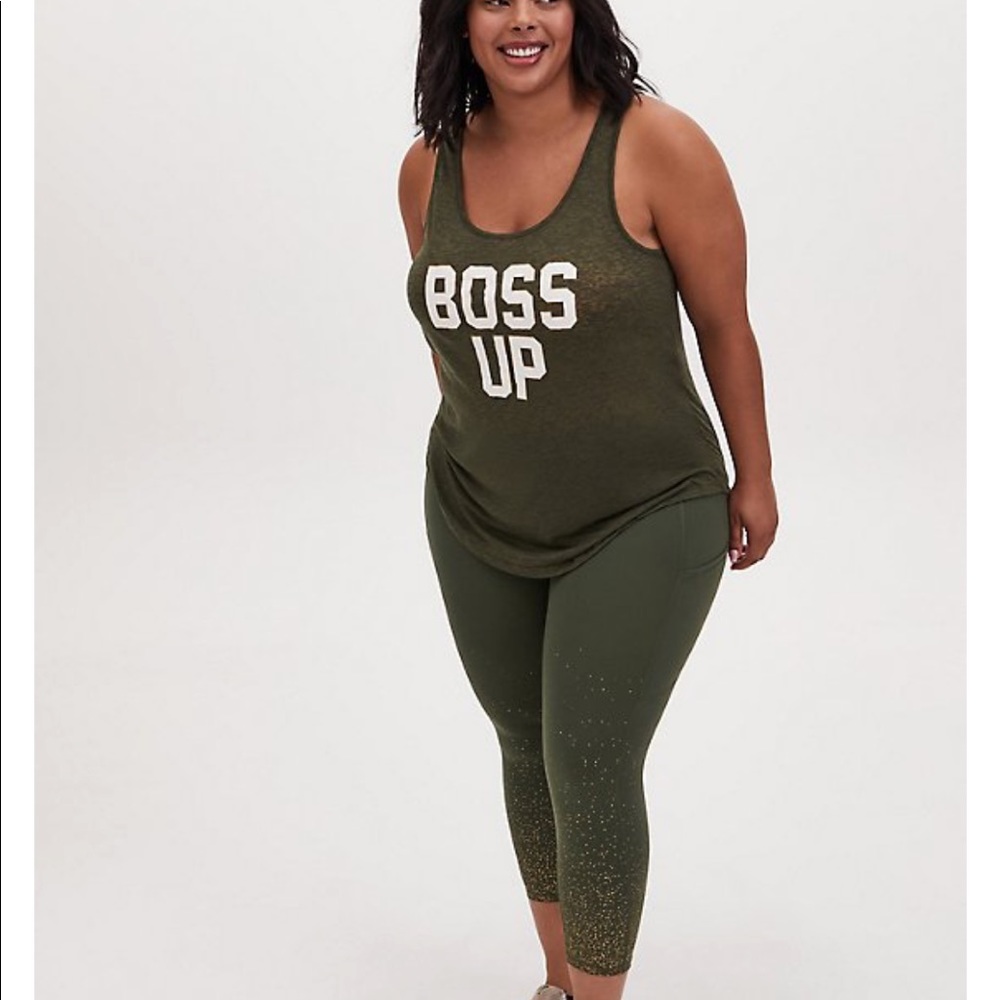 Torrid BOSS UP BURNOUT ACTIVE TUNIC TANK - OLIVE GREEN size 3